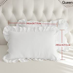 TEMU 2개 세트 우아한 화이트 러플 레이스 베개 커버 - 부드럽고 피부 친화적인 원단 | 침실, 거실 장식에 다용도 및 편안함 | 알레르기 방지 봉투 클로저 | 세탁기 사용 가능