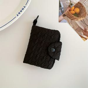 TEMU 1개 여름 마카롱 컬러 솔리드 버블 거즈 스냅 지갑 - 백팩에 걸 수 있는 링 버클 포함, 라이트 핑크 멀티 포켓 동전 지갑 및 카드 슬롯, 소프트 민트 그린 거즈 지갑