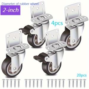 TEMU L자형 2인치 회전 캐스터 4개 - 안전한 이중 잠금장치, 조용하고 부드러운 바퀴, 최대 하중 66파운드의 360도 회전, 견고한 L자형 디자인 - 무거운 가구, 의자, 작업대를 쉽게 이동하기에 완벽