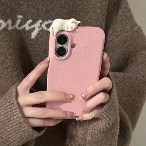 TEMU 휴대폰 케이스 - 3D 엎드린 고양이 물고기 리치 패턴 가죽 휴대폰 케이스 (아이폰 17 에어 16 15 13 14 12 Pro Max Plus 소프트 백 커버)