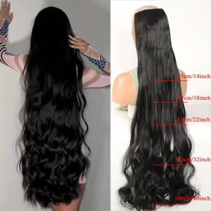 TEMU 여성용 40인치 긴 웨이브 클립인 헤어 익스텐션, 자연스러운 합성 열에 강한 섬유, 보이지 않는 5 BB 클립, 다양한 헤어스타일에 완벽, 자연스러운 룩 헤어피스, 열에 강한 익스텐션, 헤어 클립