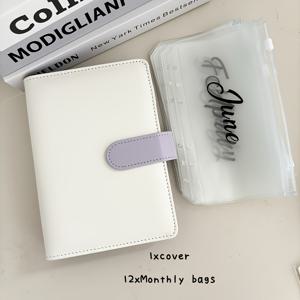 TEMU A6 PU 바인더 월간 지퍼 가방 현금 예산 봉투 바인더 티켓 영수증 보관 가방 부자 관리 선물 세트 1 커버 + 12 월간 가방