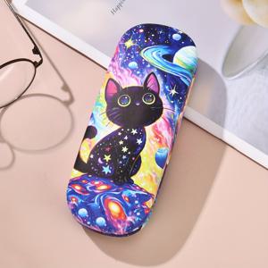 TEMU 1개, 귀여운 고양이 프린트 안경 케이스, 휴대용 및 압력 저항 안경 보관함, 안경 보관 케이스, 친구를 위한 작은 선물