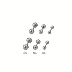 TEMU 6개 또는 4개 양방향 원형 비즈 귀걸이, 남녀공용, 독특한 디자인, 패셔너블, 트렌디, 힙합 스트리트 스타일, 간편하고 다재다능한 데일리 티타늄 316 316 스테인리스 스틸 귀걸이, 스크류 볼 귀걸이, 친구를 위한 작은 선물