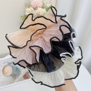 TEMU 한국 스타일 기질 주름 대장 머리띠 여성 패션 다용도 슈퍼 페어리 번 헤드 대형 헤어 로프 헤어밴드 (4개 세트)