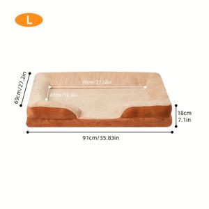 TEMU 특대형 강아지 침대 | 사이드, 미끄럼 방지 바닥, 세탁 가능한 탈착식 커버, 회색 폴리에스터 소재의 정형외과용 에그 크레이트 폼