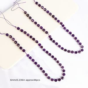 TEMU 6-8-10mm 천연 자수정 파체드 비즈 - 다양한 모양의 주얼리 제작에 적합, 팔찌, 목걸이 및 귀걸이 제작에 완벽 - 15인치