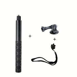 TEMU 120Cm 알루미늄 합금 텔레스코픽 투명 셀카봉, 360Insta X4 X3 DJI Action5/4/3 Gopro 11/10 호환, 손목 스트랩 및 Gopro 마운팅 어댑터 포함