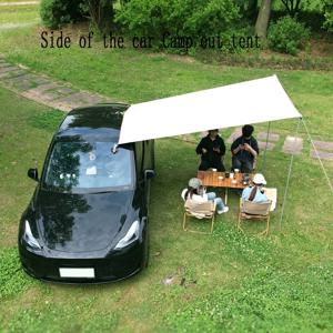 TEMU 다기능 자동차 선쉐이드 - UV 차단 텐트, 야외 캠핑 캐노피 쉘터, SUV 및 소형차용, 4인용 옥스포드 원단 & 지지대, 피크닉 그늘, 컴팩트 디자인, 간편 설치, 튼튼한 구조, 휴대용 그늘, 로드 트립퍼, SUV 운전자