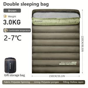 TEMU BISINNA 두꺼운 겨울용 더블 침낭 1개 - 향상된 보온 휴대용 침낭 - 캠핑, 하이킹 및 여행에 적합 - 커플 및 가족용으로 설계 - 3가지 사용 방식 - 아웃도어 애호가를 위한 훌륭한 선물