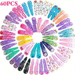 TEMU 20/40/60개 세트 귀여운 패션 BB 클립 - 딸기, 꽃, 유니콘 프린트 컬러풀 헤어 액세서리 (앞머리 & 사이드 스타일링용) - 내구성 강한 합금 머리핀, 매일 사용 가능한 장난스러운 디자인