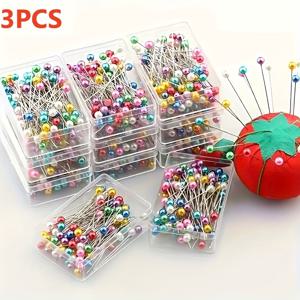 TEMU 세상에 없는 생생한 진주색 핀 300개 3개 상자 세트. 재봉, 공예, 아이템 고정, 패션 디자인 장식에 이상적입니다.