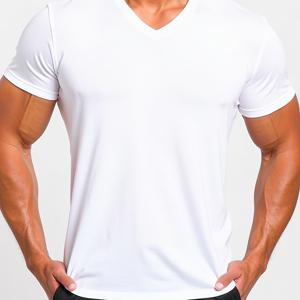 TEMU 남성용 솔리드 컬러 V넥 반팔 티셔츠 - 통기성 스트레치 원단, 레귤러 핏 캐주얼 여름 상의, 세탁기 사용 가능, 베르사틸 워드로브 스테이플, 스타일, 신축성 있는 소재, 기본 티