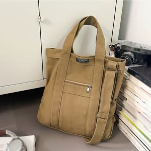 TEMU 레트로 일본 스타일 천 가방, 새로운 크로스바디 다용도 남성 캐주얼 통근 토트백, 맞춤형 패션 단색 숄더백