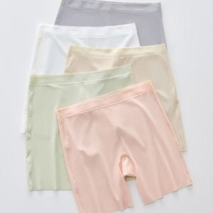 TEMU 여아용 편안한 비침 방지 고탄성 속옷 5개 랜덤 조합, 아동용 여름 얇은 경량 부드럽고 편안하며 통기성 좋은 안전 팬티, 여아용 반바지, 원피스, 댄스 반바지, 아동용 레깅스, 단색 패턴, MIANZHI