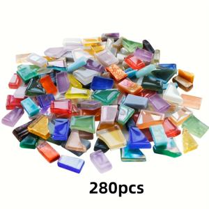 TEMU 140-280개 컬러풀 혼합 DIY 유리 타일 - 불규칙한 형태, 보석 제작용, 핸드메이드 램프쉐이드, 창의적인 디자인을 위한 생동감 넘치는 공예 재료, 예술 프로젝트 소재, 장식 유리 조각, 아트리스틱 타일 디자인, 수공예 , DIY 공예 용품