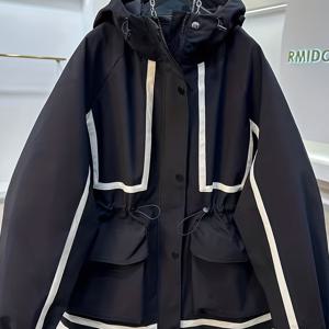 TEMU 후드 패치워크 여성 봄/가을 트렌치 코트, 신상 캐주얼 루즈핏 다용도 고급 지퍼 스타일