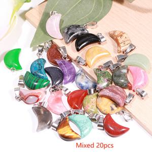 TEMU 20개 달 모양 혼합 스톤 펜던트 쿼츠 보석 참, 목걸이 주얼리 제작용