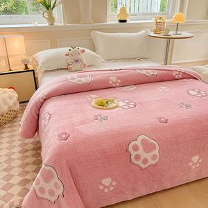 TEMU 아기 고양이 발바닥 프린트 패턴 따뜻한 담요 1개, 눈송이 타월 랩/숄더 담요, 소형 담요, 낮잠 담요, 침대 담요, 가정, 자동차, 사무실, 여행용 다기능 담요, 세탁기 사용 가능