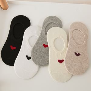 TEMU 5켤레/세트 여성용 숏 삭스, 리틀 러브 패션 만화 트렌디 하이 에스테틱 여성용 삭스, 봄/여름용 얇은 로우탑 흡습 삭스, 스포츠 캐주얼 얕은 입구 보이지 않는 여성용 보트 삭스, 데일리룩에 적합