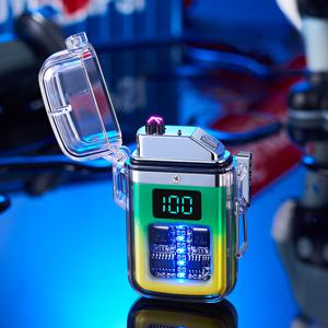 TEMU 새로운 개인화 지능형 인덕션 야외 방풍 더블 아크 라이터 무화염 전자식 휴대용 불꽃 플라즈마 USB 충전식 전기 라이터, 고급 선물용