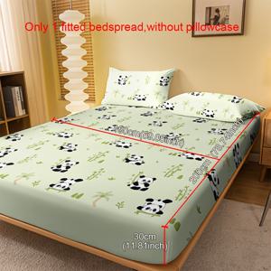 TEMU 1개 모던 판다 대나무 엣지 패턴 프린팅 브러시드 피트 시트, 침실 프린팅 침대 커버, 매트리스 커버, 매트리스 보호 커버, 보호 커버, 침구 (베개 커버 미포함)