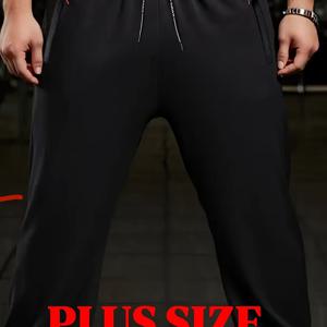 TEMU 남성용 여름용 경량 빠른 건조 조거 팬츠 - 고탄력 아이스 실키 원단, 레귤러 핏 캐주얼 스포츠 바지 지퍼 포켓 포함, 세탁기 사용 가능 아웃도어 & 체육관 착용, 플러스 사이즈