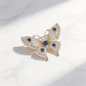 TEMU 세련되고 다재다능한 나비 브로치, 고급스러운 로열 블루와 샴페인 색상으로 퀼피 드레스에 우아함을 더하는 완벽한 선택