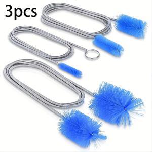 TEMU 유연한 긴 배수 브러시 세트, 고급 3pcs 세트, 더블헤드 및 스테인리스 파이프 청소용 브러쉬 포함, 최고의 주방, 싱크대 및 파이프 청소에 적합, 강력한 배수 막힘 제거기 포함