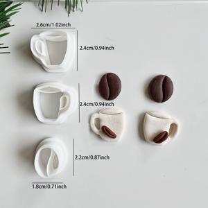 TEMU 3개 세트 캐주얼 스타일 커피콩 및 컵 모양 폴리머 클레이 커터 - 결혼식 장면과 사랑의 장면에 적합한 캐주얼 테마 주얼리 만들기 키트, 소프트 포테리 커팅 도구, 클레이 몰드 나이프 및 DIY 소프트 포테리 핸드크래프트 공예용품 포함
