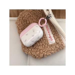 TEMU 파우더 커버 화이트 배경 리본 이중 레이어 IMD 이어폰 케이스 팔찌, Pro2 케이스용/Pro 케이스용/4 케이스용/3 케이스용/2 케이스용