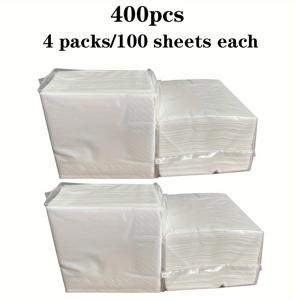 TEMU 200/400매 2겹 순수 화이트 음료 냅킨, 4배 더 큰 일회용 칵테일 냅킨, 접은 후 11.5cm x 11.5cm (4.5인치 x 4.5인치)로 측정