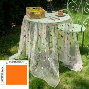 TEMU 1개 플로럴 자수 레이스 테이블보 프렌치 레트로 웨딩 장식 천 직사각형 다기능 커버 천, 레스토랑 거실, 웨딩 저녁 식사 테이블 장식, 파티, 생일 파티, 홈 데코레이션에 적합