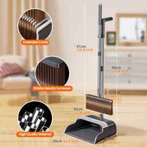 TEMU 거실, 주방, 사무실, 로비 청소용 가볍고 튼튼한 긴 손잡이 빗자루와 쓰레받기 세트, 효율적인 청소 도구