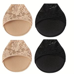 TEMU 4pcs 프랑스 로맨틱 레이스업 양말, 스포츠 신발 반바닥 쿠션, 하이 힐 충격 흡수 볼 패드, 여성용 다용도 투명 발목 스타킹