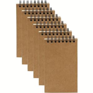 TEMU 6/12팩 포켓 노트북, 3x5 소형 스파이럴 노트패드, 50장/100페이지, 줄무늬 컬리지 용지, 홈·오피스·학교용 메모 패드 (크래프트)