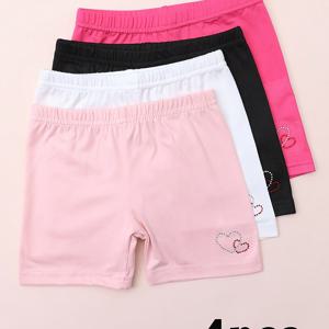 TEMU 4피스 여아 레깅스, 정교한 핫 스탬프 장식, 다용도, 패셔너블, 튼튼한 아기 반바지, 야외용