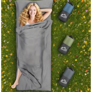 TEMU 95 x 220cm 캠핑 슬리핑백 라이너, 2웨이 지퍼, 발 분리형, 통기성 및 편안함, 세탁 쉬운 성인용 여행용 침낭 & 백패킹 시트, 호텔 여행용