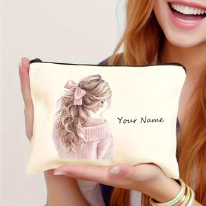 TEMU 개인화 가능한 메이크업 가방 - 소프트 스타일 화장품 정리함 및 화장품 가방, 여성용 내구성 있는 여행용 화장품 가방, 어머니의 날, 졸업, 결혼, 귀여운 메이크업 가방, 화장품 보관, 우아한 디자인, 다용도 사용