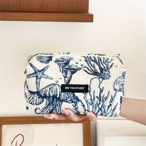 TEMU 여성용 프레쉬 코랄 프린트 메이크업 가방, 립스틱 정리함, 쿠션 터치업 파우치, 소형 및 대형 내부 가방, 휴대용 여행용 세면도구 가방, 클러치, 다용도 보관 가방