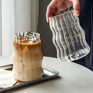 TEMU 2개 세트 고 붕규산 내열 수직 유리컵 - 대용량 둥근 입구 재사용 가능한 컵, 커피, 주스, 차, 차가운 음료용, 가정 주방 식탁 사용에 적합 | 투명 컵 | 고온 저항 유리