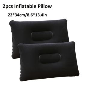 TEMU 2개 팽창식 캠핑 베개 - 여행용 사각 넥 베개, 가볍고 다기능, 휴대용 편안함, 사무실, 캠핑, 하이킹, 자동차, 낮잠 및 휴가에 적합