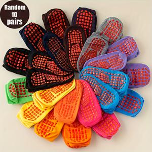 TEMU 랜덤 남아 여아 스포츠 트램폴린 양말 5/10켤레, 미끄럼 방지 발바닥 디스펜싱 플로어 삭스, 멋지고 미끄럼 방지, 편안하고 땀 흡수, 다기능 선물 양말