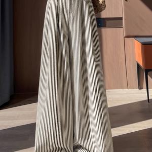 TEMU 여성용 하이웨이스트 와이드 레그 팬츠, 블랙 앤 화이트 캐주얼 롱 트라우저, 봄/가을에 적합한 루즈핏 레그 팬츠