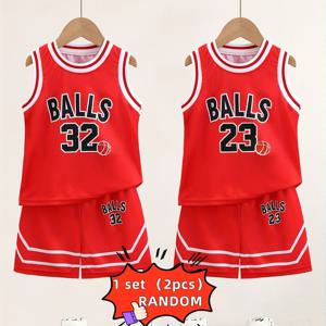 TEMU BALLS 레터 프린트 농구 스포츠웨어 세트 - 탱크탑과 반바지 - 패셔너블한 남아용 운동복, 야외 활동에 적합