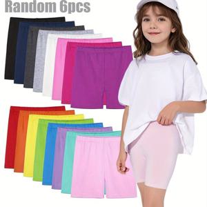 TEMU 랜덤 컬러 6팩 키즈 여아 자전거 반바지 카트휠 유아용 드레스 안티시어 쇼츠 (2-11세 어린이용)