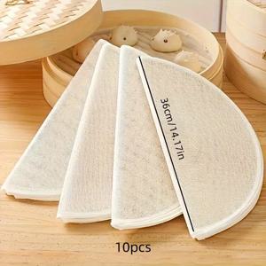 TEMU 10개입 재사용 가능한 원형 찜질천 – 만두, 빵 등 다목적 베이킹용 – 가정용으로 완벽한 선택