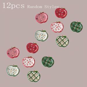TEMU 12개 만화 사과 레진 버튼 - 창의적인 공예 추가, 인형 코스튬 장식 버튼 아트 키트, 4홀 재봉 패스너 (체크무늬 & 물방울 무늬 디자인) - 의류, 모자 & 가방 장식, 크리스마스 & 추수감사절 장식에 적합