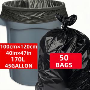 TEMU 100×120cm (40인치×47인치) (170L) 45갤런 데일리 경량 대형 쓰레기 봉투, 내구성 좋고 유연한 얇은 디자인, 누수 방지, 대용량 가정용, 사무실용 및 일반 폐기물 청소용