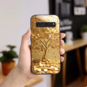 TEMU 골든 머니 트리 패턴 삼성 갤럭시 S10+/노트 10/노트 10 5G/노트 20/노트 20 울트라/노트 20 울트라 5G/S7/S9/S9+/S10 5G/S10e 호환 휴대폰 케이스